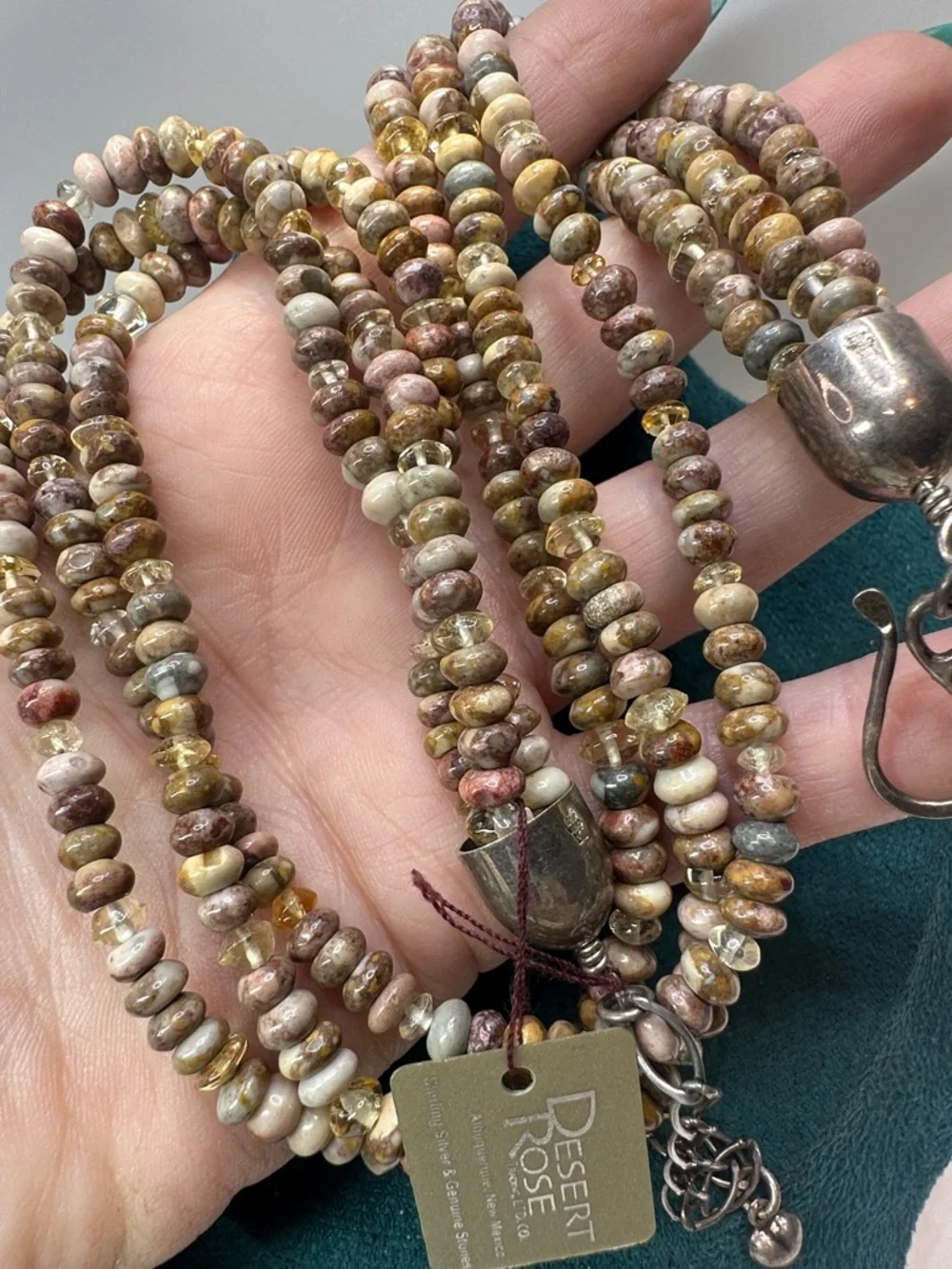 Jay King Desert Rose Trading Jasper Citrine Sterling Silver Beaded Necklace NWT - Picture 5 of 12